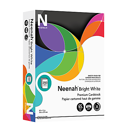 Neenah® Premium Card Stock, Bright White, Letter (8.5" x 11"), 65 Lb, Pack Of 250
