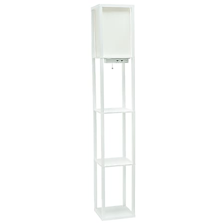 Simple Designs Etagere Organizer Floor Lamp, 62-1/2”H, White Base/White Shade