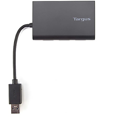 Targus® 4-Port USB/Ethernet Hub, 0.59"H x 1.57"W x 2.17"D, Black, 11292866
