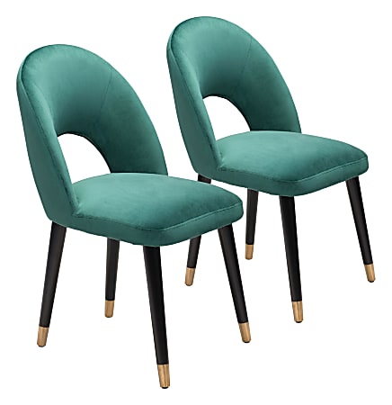Zuo Modern Miami Dining Chairs, Green/Black, Set Of 2 Chairs