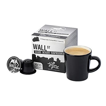 HiLine Wall Street Dark Roast Espresso Capsules, 0.2 Oz, Pack Of 60
