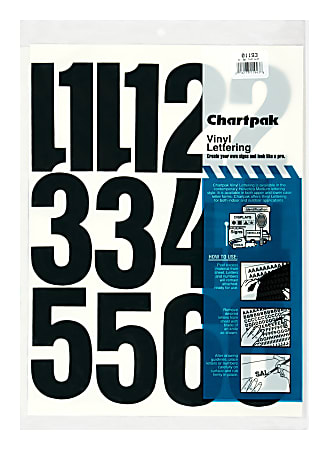 Chartpak Pickett Vinyl Numbers, 4", Black