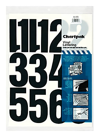 Chartpak Pickett Vinyl Numbers, 4", Black, Pack Of 23