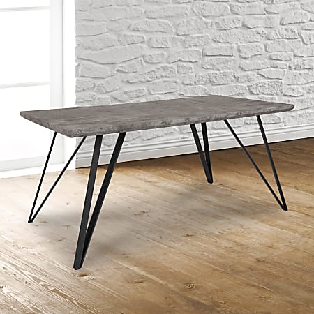 Flash Furniture Rectangular Dining Table, 29-1/4"H x 31-1/2"W x 63"D, Faux Concrete