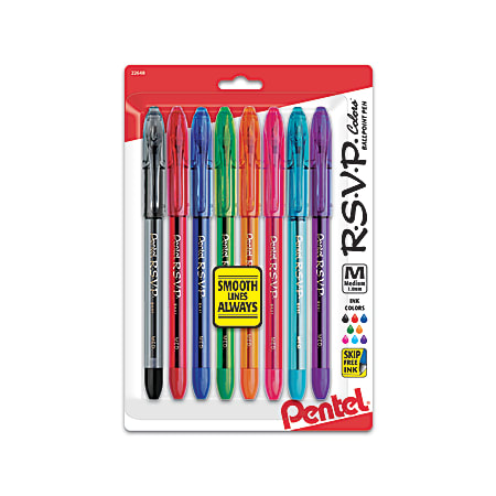 Pentel RSVP Ballpoint Pen, (0.7mm) Fine Line, Assorted Ink 5-Pk