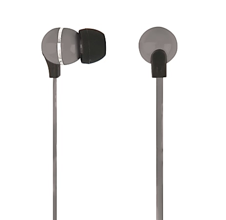 Ativa™ Plastic Earbud Headphones with Flat Cable, Gray