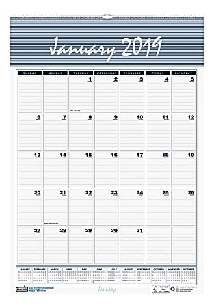House of Doolittle Bar Harbor 12-Month Wall Calendar - Yes - Monthly - 1 Year - January 2020 till December 2020 - 1 Month Single Page Layout - 15 1/2" x 22" Sheet Size - 1.88" x 3" Block