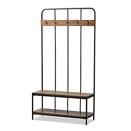 Baxton Studio Tamara Entryway Hall Tree, Black/Walnut Brown