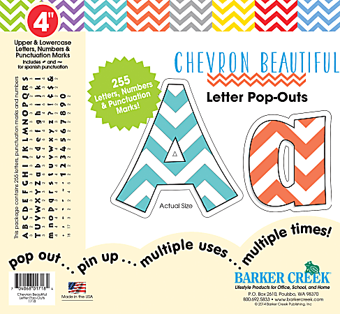 Barker Creek® Letter Pop-Outs, 4", Chevron Beautiful, Set Of 255