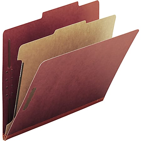 Smead® Pressboard Colored Classification Folders, 2" Expansion, Letter Size, 100% Recycled, Red, Box Of 10 Folders