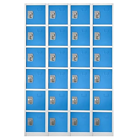 Alpine 6-Tier Steel Lockers, 72”H x 12”W x 12”D, Blue, Pack Of 4 Lockers