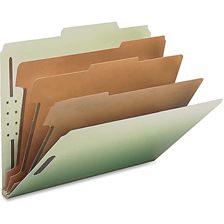 Smead® Pressboard Colored Classification Folders, 3" Expansion, Letter Size, 30% Recycled, Gray/Green, Box Of 10 Folders