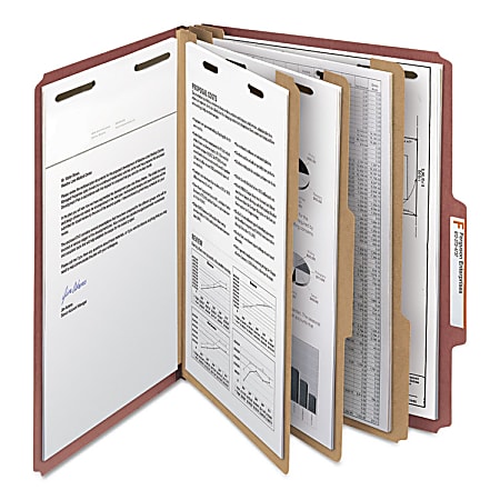 Smead® Pressboard Colored Classification Folders, 3" Expansion, Letter Size, 30% Recycled, Red, Box Of 10 Folders