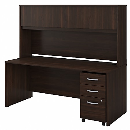 Bush Business Furniture Studio C 72"W Office Computer Desk With Hutch And Mobile File Cabinet, Black Walnut, Standard Delivery