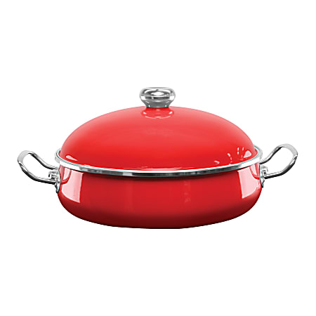 Vita® Enamel-On-Steel Nonstick Covered Casserole, 5 Qt, Red
