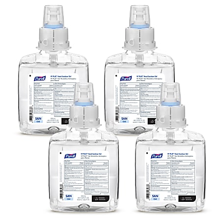 Purell® VF PLUS Gel Hand Sanitizer Refills For CS4 Push-Style Hand Sanitizer Dispensers, Fragrance Free, 40.6 Oz, Case Of 4 Refills