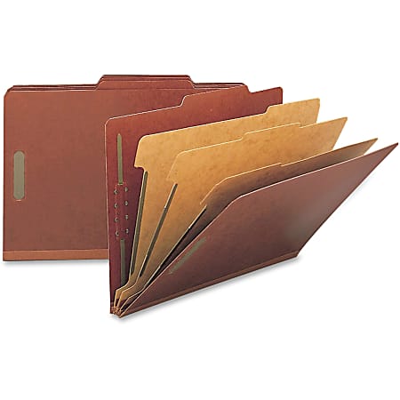 Smead® Pressboard Colored Classification Folders, 3" Expansion, Legal Size, Red, Box Of 10 Folders