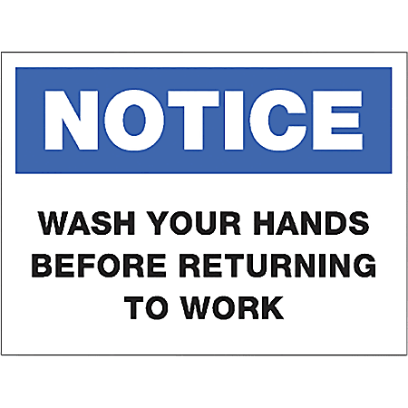 Lorell® Notice Wash Hands Sign, 8" x 6", White