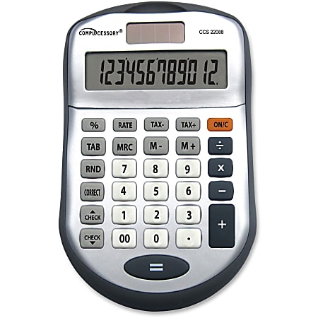 Compucessory 22088 12 Digit Desktop Calculator - 12 Digits - Dark Gray - 1 Each