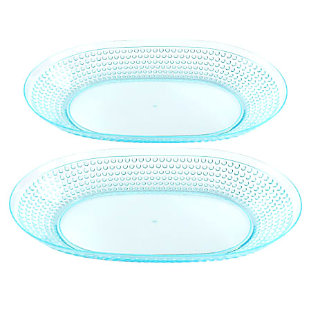 Gibson Home 2-Piece Platter Set, 15-3/4", Aqua