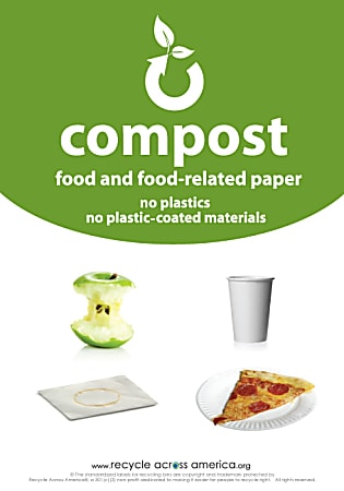 Recycle Across America Compost Standardized Labels, COMP-1007, 10" x 7", Green
