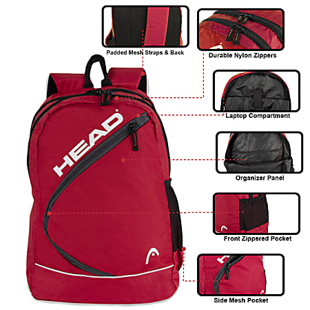 HEAD Nova Backpack With 15 Laptop Pocket Red - Office Depot