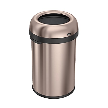 simplehuman® Bullet Open Trash Can, 30 Gallons, Rose Gold Steel