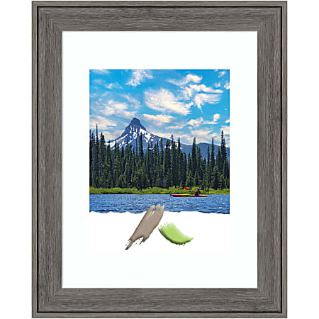 Amanti Art Rectangular Narrow Wood Picture Frame, 14” x 17" With Mat, Regis Barnwood