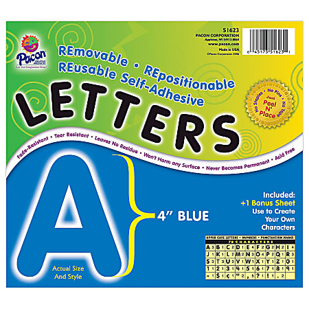 Pacon® Self-Adhesive Letters, 4", Blue, Pack Of 78