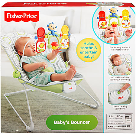 Fisher Price Babys Bouncer Gray White Fabric Office Depot