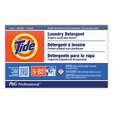 Tide Professional Powder Laundry Detergent Plus Bleach, Original Scent, 1.4 Oz, Carton Of 156 Boxes