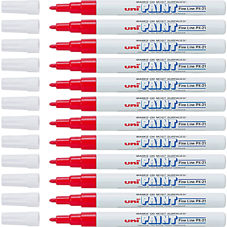 Uni Paint Markers Fine Point Red Pack Of 12 - Office Depot