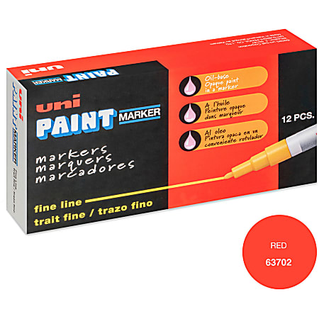Sanford Uni Paint Markers Fine Point Red Pack Of 12 - Office