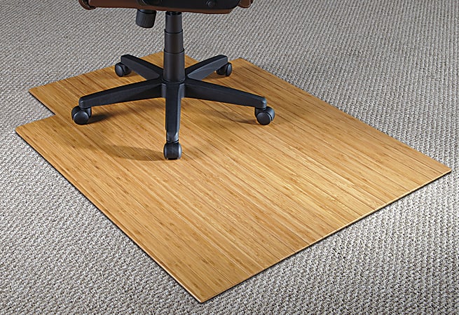 Bamboo Chair Mat For Office Carpet or Wood Floors. Tri-Fold