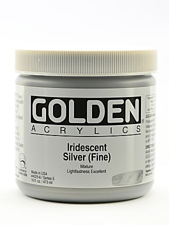 Golden Acrylic Paint, Fine, 16 Oz, Iridescent Silver