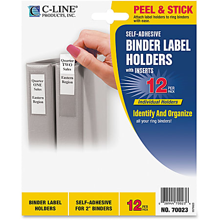 C-Line® Self-Adhesive Binder Label Holders, For 2