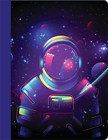 Eccolo Lena + Liam Back To School CompBook, 8" x 10", 1 Subject, College Rule, 80 Sheets, Astronaut