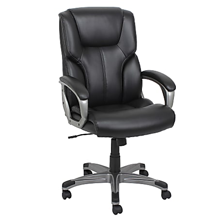 Elama Faux Leather High-Back Adjustable Office Chair, Black/Gray