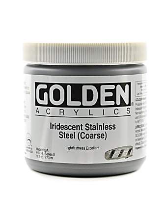 Golden Acrylic Paint, Coarse, 16 Oz, Iridescent Stainless Steel