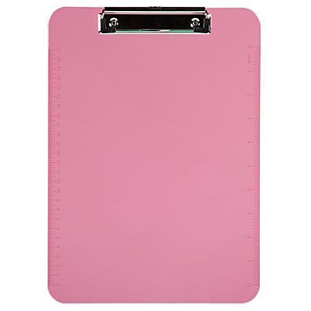 JAM Paper® Plastic Clipboards with Low Profile Metal Clip, 9" x 13", Pink
