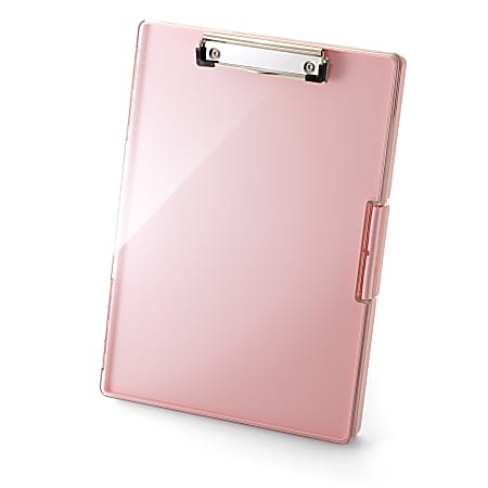 Officemate® Clear View Clipboard Storage Box, 9-7/16”  x 13-7/16”, Pink
