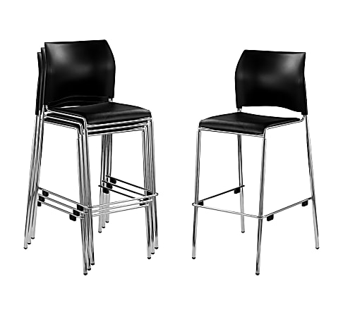 National Public Seating 8800 Series Cafetorium Plastic Stack Chairs, Black, Set Of 4 Chairs