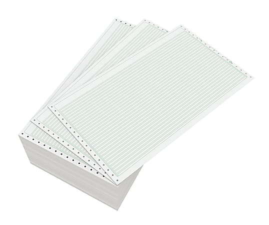 OfficeMax Continuous Computer Form Paper, 14-7/8W X 8-1/2L, 1 Part, 18  lb. Bond, 1/8 Green Bar, with no vertical