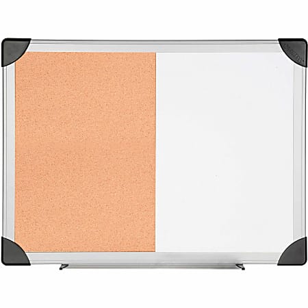 Lorell® Dry-Erase Cork Combo Board, 36" x 24", Aluminum Frame With Silver Finish