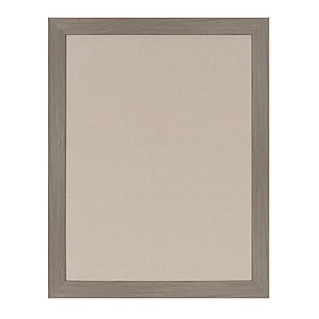 DesignOvations Beatrice Non-Magnetic Framed Linen Fabric Pinboard, 23” x 29", Tan, Gray Plastic Frame