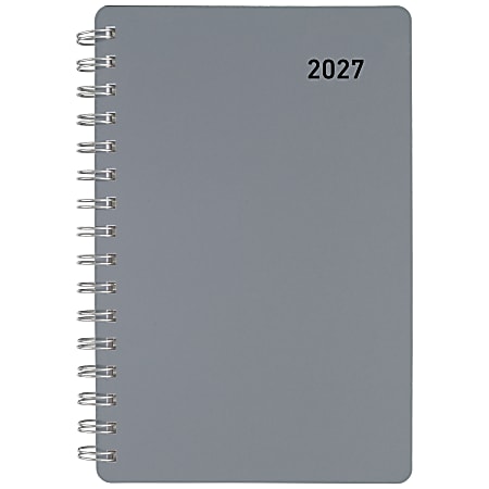 Office Depot Brand Weekly Monthly Appointment Book, 4" x 6", Silver, January 2027 to December 2027, OD71043027