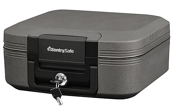 Sentry Safe FireWaterproof Chest 0.28 Cu Ft Gray Office Depot