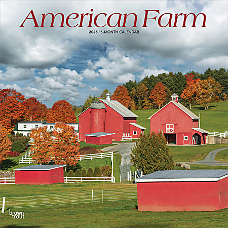 2025 BrownTrout American Farm Monthly Plastic-Free Square Wall Calendar, 12" x 12", Americana, January to December 2025, 9781975474454