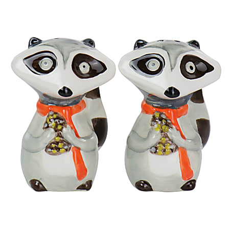 Gibson Home Woodland Raccoon Salt And Pepper Set, Gray