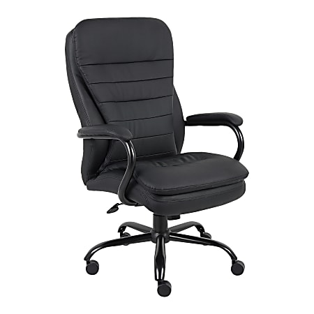 Lorell® Big and Tall Executive Double Cushion Ergonomic Bonded Leather Chair, Black